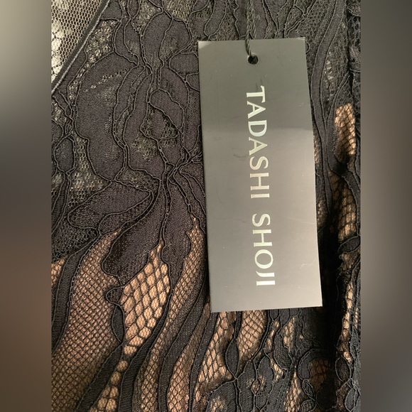 Long Holiday New Years Party Dress  with Slit. Lace bodice & sleeves.Never Worn - Picture 6 of 12